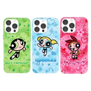 Powerpuff Girls Airbrush Hearts Cute Phone Cases For iPhone 17 Promax Pro Air 16 Plus 15 14 13 12 11 Luxury Double-layer Back Cover Gift For Birthday Christmas Halloween Protective Cellphone