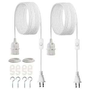 VEVOR Plug in Hanging Light Cord Kit, 16ft Lantern Extension Cords, 2 Pack E26 Light Socket Lamp Cord Replacement, Secure Sturdy, Easy to Install, Pendant Lamp Kit On/Off Switch Socket RingsVEVOR Super Brand Day