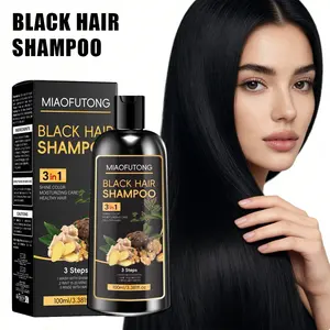 100ml Ammonia-Free Plant Gray Coverage Hair Darkening Shampoo - 3-in-1 conditioning formula, no mixing required. Colors hair healthily while washing. Persicaria extract deeply nourishes for long-lasting color, restoring black, shiny hair