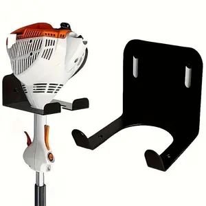 Heavy-Duty Steel Lawn Mower Wall Mount, Easy to Install Garage Organizer, For Lawn Mower & Hedge Trimmer, Black Metal Tool Storage Hook with Vent Slots