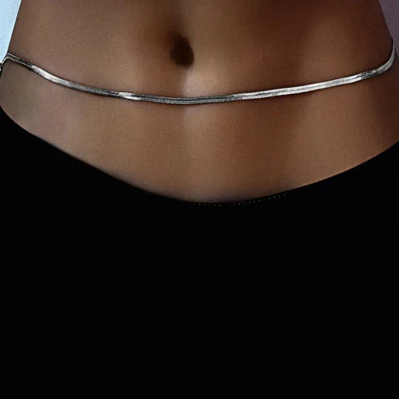 Minimalist Temperament Plain Stainless Steel Waist Chain, Stylish All-match Adjustable Strap Waist Chain, New Fashion Exquisite Body Jewelry, Body Accessory, Body Chains, Accessible