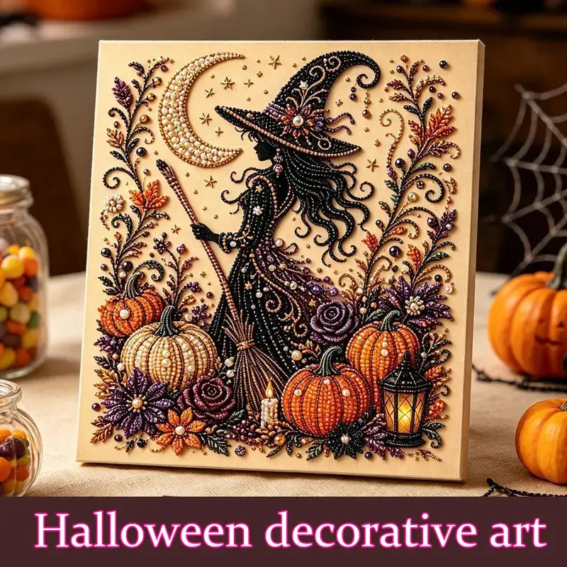 8x8 Inch Halloween Ghost 3D Pearl Diamond Painting Kit, DIY Spooky Cute Pumpkin Wall Art Craft with Rhinestones, Fall Home Decor for Adults, Indoor Room Decoration, Holiday Party Activity and Creative Gift for Ghost Lovers