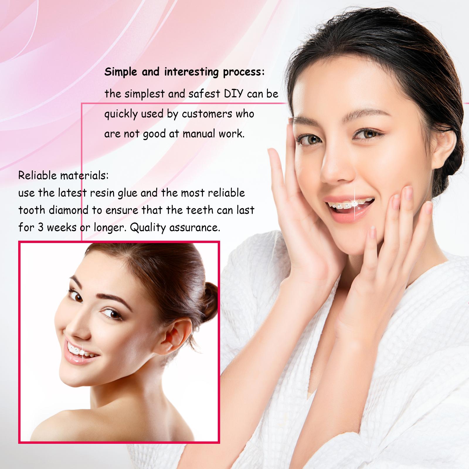 TikTok Shop Teeth Gems Kit  Detachable Easy Install Crystal Tooth Jewels Shiny Stickers for Daily Use Party Accessory