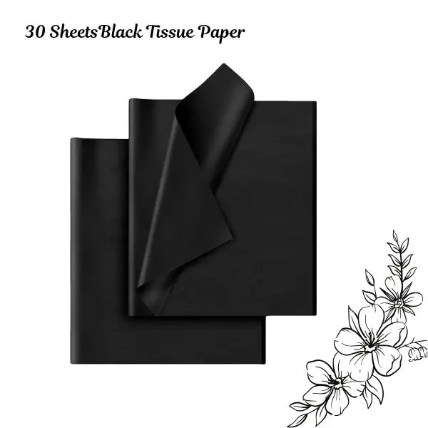 Black Tissue Paper 30 Sheets, Gift Wrapping Tissue Paper for Gift Bags, DIY Crafts, Floral Wrapping, Birthday, Wedding, Christmas & Party Supplies