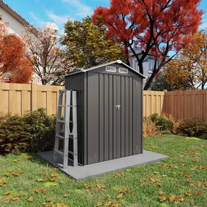 5X3 FT Metal Outdoor Storage Shed, Tool Shed with Peaked Roof Waterproof, Lockable Door Compact Metal Tool Shed for Garden, Backyard, Patio, Sundries and Bike Storage, Gray