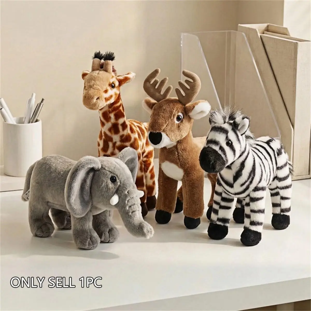 Standing Animal Plush Toys, Super Soft Fluffy, Soft Fluffy Stuffed Animals, Soft Huggable, Soft Cuddly Gift, Stuffed Animal Gifts, Giraffe/buck/zebra/elephant, Home Decor, Car Decoration, Wedding Season, Kids Birthday
