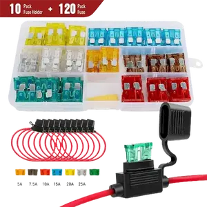 Nilight 120Pcs Standard Blade Fuse Set With 10Pack 14AWG ATC/ATO Inline Fuse Holder
