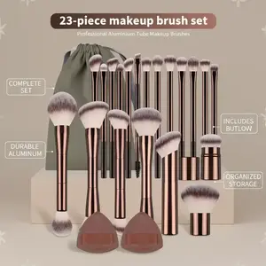 20-Piece Aluminum Makeup Brush Set with Foundation Brush, Powder Brush, Blush Brush, Eyeshadow Brush, Concealer Brush, Highlighter Brush, Makeup Brushes Set, Cosmetic Brushes