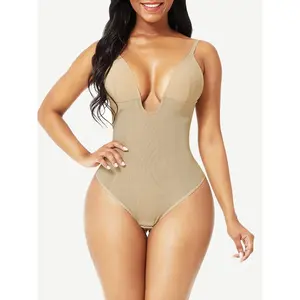 Plunge Low-Back Thong Shapewear Bridal Bodysuit