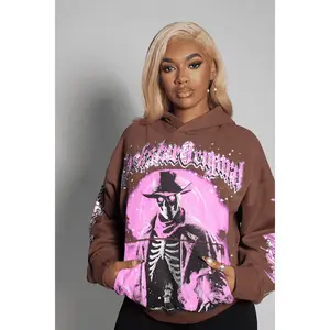 SaiZonna Brown Rhinestone Hoodie