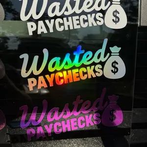 Wasted Paychecks Money Bag Decal - Window Decal for Truck - Truck Decal-Chevy Decal-Ford Decal-Dodge Decal-Honda Decal- JDM Decal Multiple Colors