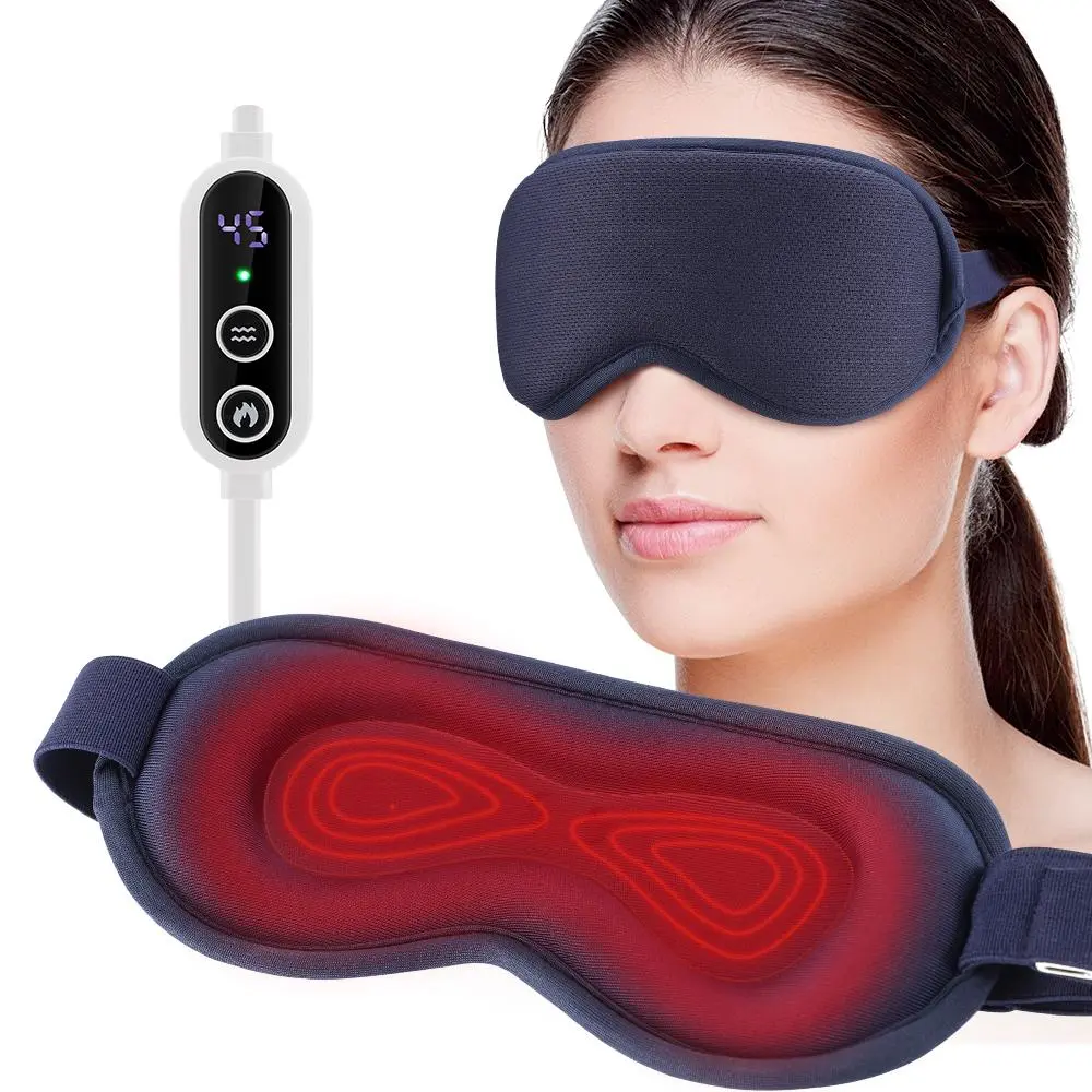 Electric Heating Massage Eye Mask, 3D Sleep Eye Mask, Adjustable Relaxing, 3-level Temperature Control, 6-level Vibration Massage, Smart Timing Eye Relaxation Tool