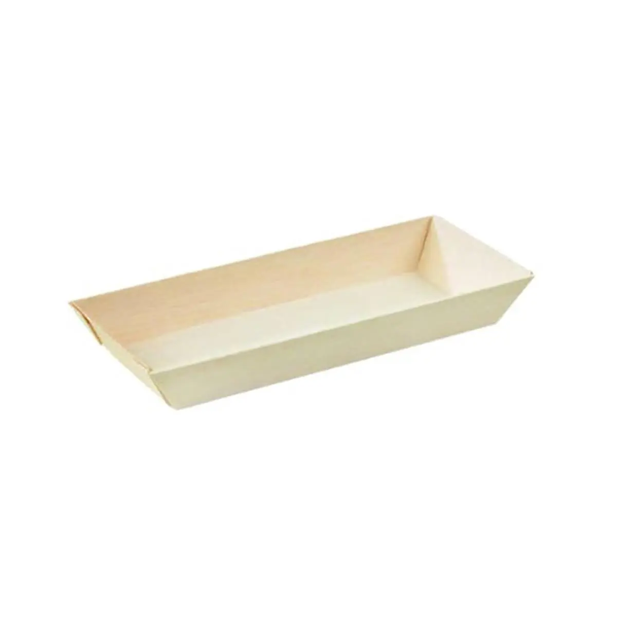 212 MAIN Natural Look Samurai Wooden Rectangular Disposable Trays, 100-Pack Bulk Disposable Dinnerware, Lightweight Individual Serving Plates, Holder with Tray Plates for Kitchen & Table Fusion Foods Serving