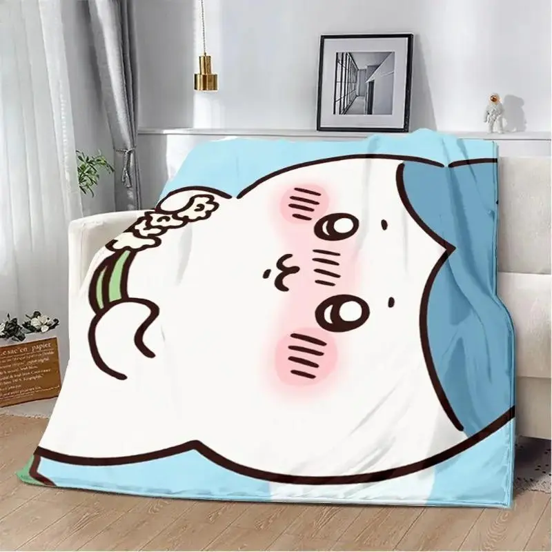 Chiikawa Cute Japan Comics Lightweight Flannel Blanket - Ultra Soft Fluffy Flannel Printed, Cozy Warm Throw for Bedroom Couch, Ideal Gift for Anime Fans, Kawaii Hachiware Style Decor, Soft Fluffy Blanket