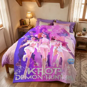 K-Pop Devil Hunter Anime Print Blanket, Soft and Comfortable Flannel Plush Blanket, Suitable for Home, Office, Camping, Sofa, Bed, Netflix Fan Gift, Warm Nap Blanket. Suitable as a gift sizes 60*80,30*40(baby ),40*50(kids),50*60 