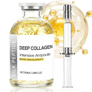 Deep Collagen Silk Peptide Lifting Ampoule Serum，Korean Facial Essence,Firming Wrinkle-Smoothing Hydrating，Non-Greasy Gentle Formul 50ML