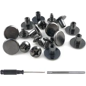 150 Sets 8MM Chicago Screws Leather Rivets for Fabric Chicago Binding Screws Buttons Metal Studs Rivets for Decorate and Repair Belts Bags Shoes Purse   Leather Craft (-Metal)