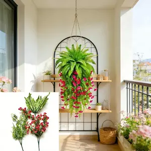 Realistic Morning Glories Bouquets, Fake Flower Plants, Artificial and Lifelike Outdoor Decorative Curtains, Mixed and Matched Evergreen Spring Decorations, No Maintenance Required, Perfect for Indoor Wall Decoration, Outdoor Gardens and Fences