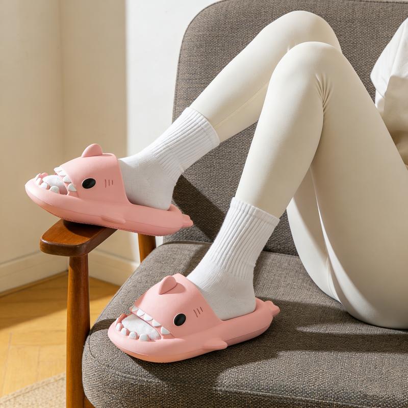 Cute Cartoon Graffiti Slides Slippers Shark Slides for Women Men Soft Slippers open-toe Shark sandal Cushioned Slides Beach Pool Shower Cruise Slippers with Comfy Thick Sole