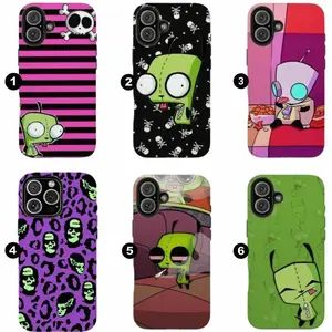 Y2K Invader Z1m G1r Phone Case ,Cartoon Aesthetic Gift  for iPhone X, 11, 12, 13, 14, 15 & more –  SS Galaxy S21 to S25 Ultra, Plus with Suction