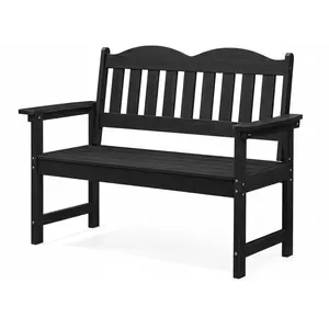 Weather-Resistant Poly Lumber Patio Chair Bench - 2-Person Outdoor Loveseat with Slatted Design, Ideal for Garden, Porch, Yard, Park or Backyard Seating
