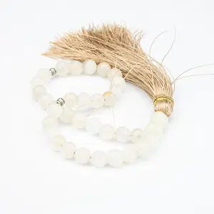 Afghan Cream Calcite Tasbih 35 Beads – Natural Ivory Stone Prayer Beads – Handmade Minimal Misbaha