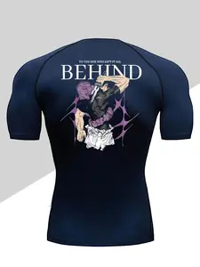 Men's Dragon Print Compression T-Shirt, Quick-Dry Breathable Stretch Fabric, Tight-Fitting Short Sleeve Top for Fitness and Outdoor Activities, Athletic Compression Shirts