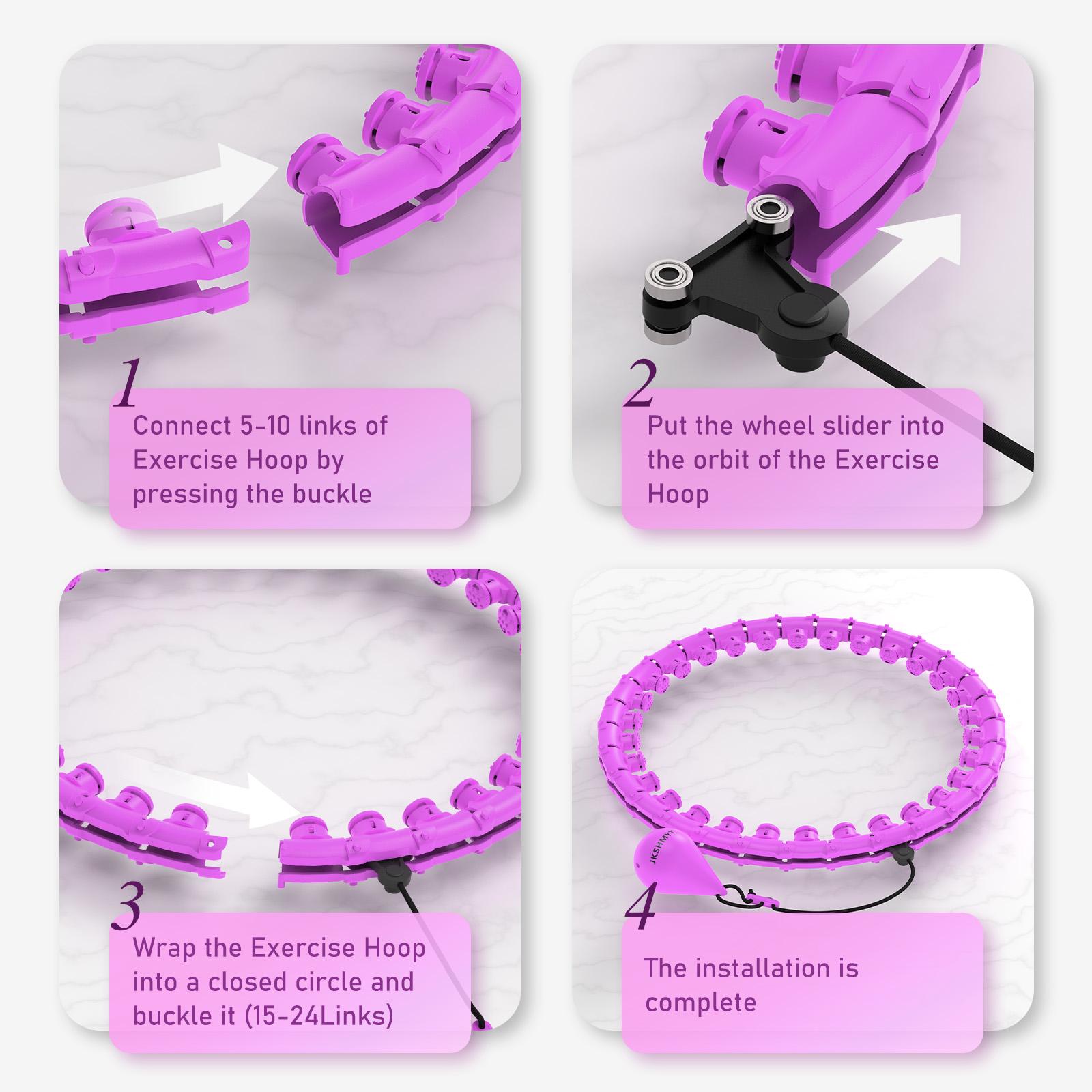 Weighted Circle for Adults Fitness, 51 Inch with Sweat Belt, Include 27 Detachable Links  for Women  exercise Hoop Plus Size