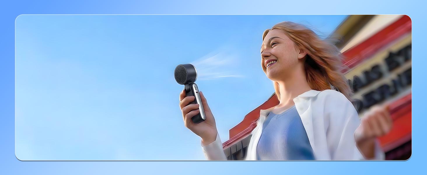 Portable Handheld Turbo Fan, 5 Gear Wind, Battery Operated, Up to 12 Working Hours, 3 IN 1 Hand Fans with Air Turbo Tech Cooling Fan for Outdoor Activities, Travel, Beach