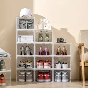 3, 6, 12 pcs acrylic shoe box storage box AJ sneakers anti-oxidation shoe cabinet transparent shoe box plastic acrylic full hard hat box