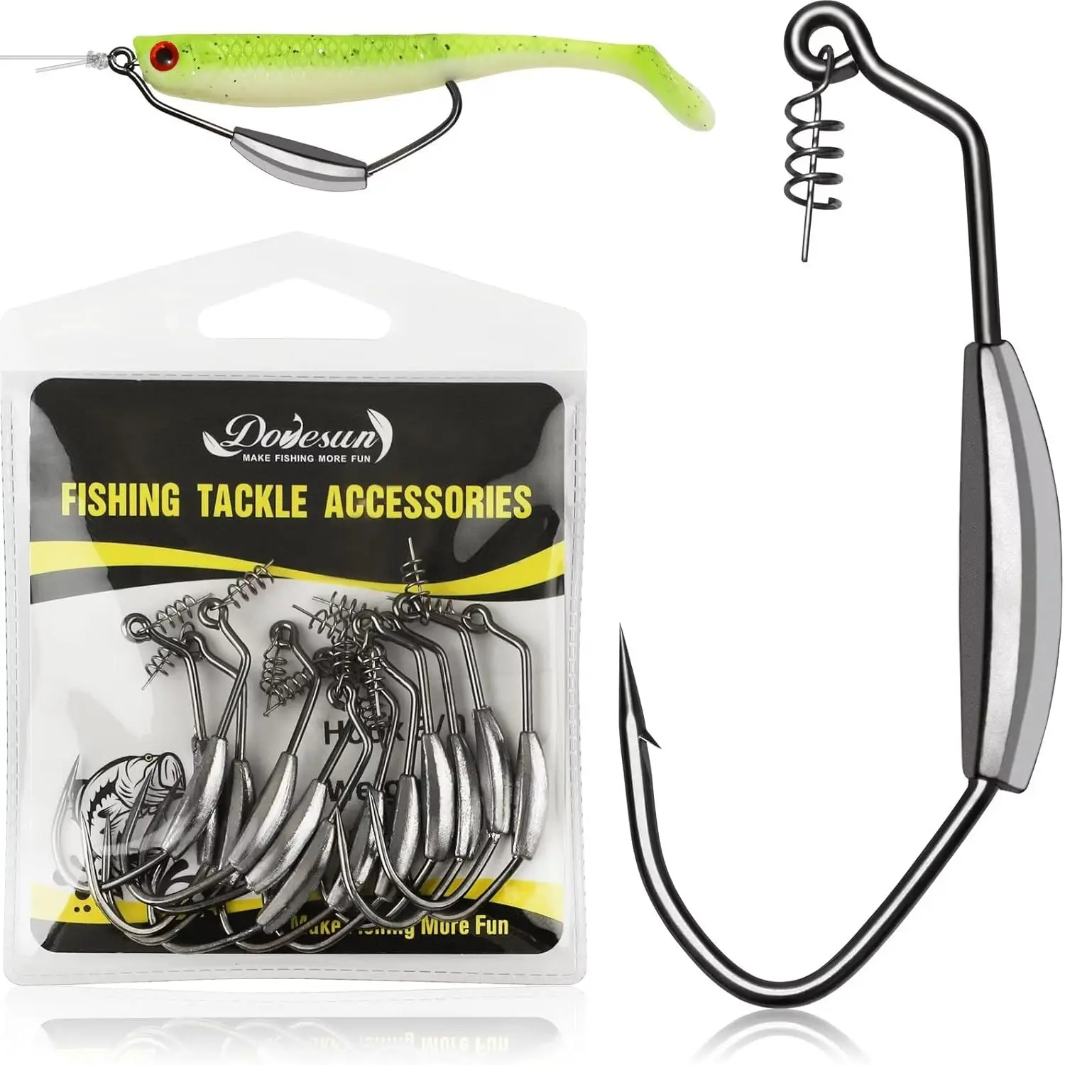 12PCS/44PCS Weighted Swimbait Hooks Fishing Accessory, 3/0 4/0 5/0 Sizes V-Bend Weedless Hooks for Bass Fishing in Saltwater & Freshwater