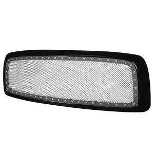 2002-2005 Dodge RAM 1500/ 2003-2005 RAM 2500/3500 Glossy Black 1PC Rivet Mesh Style Front Grille