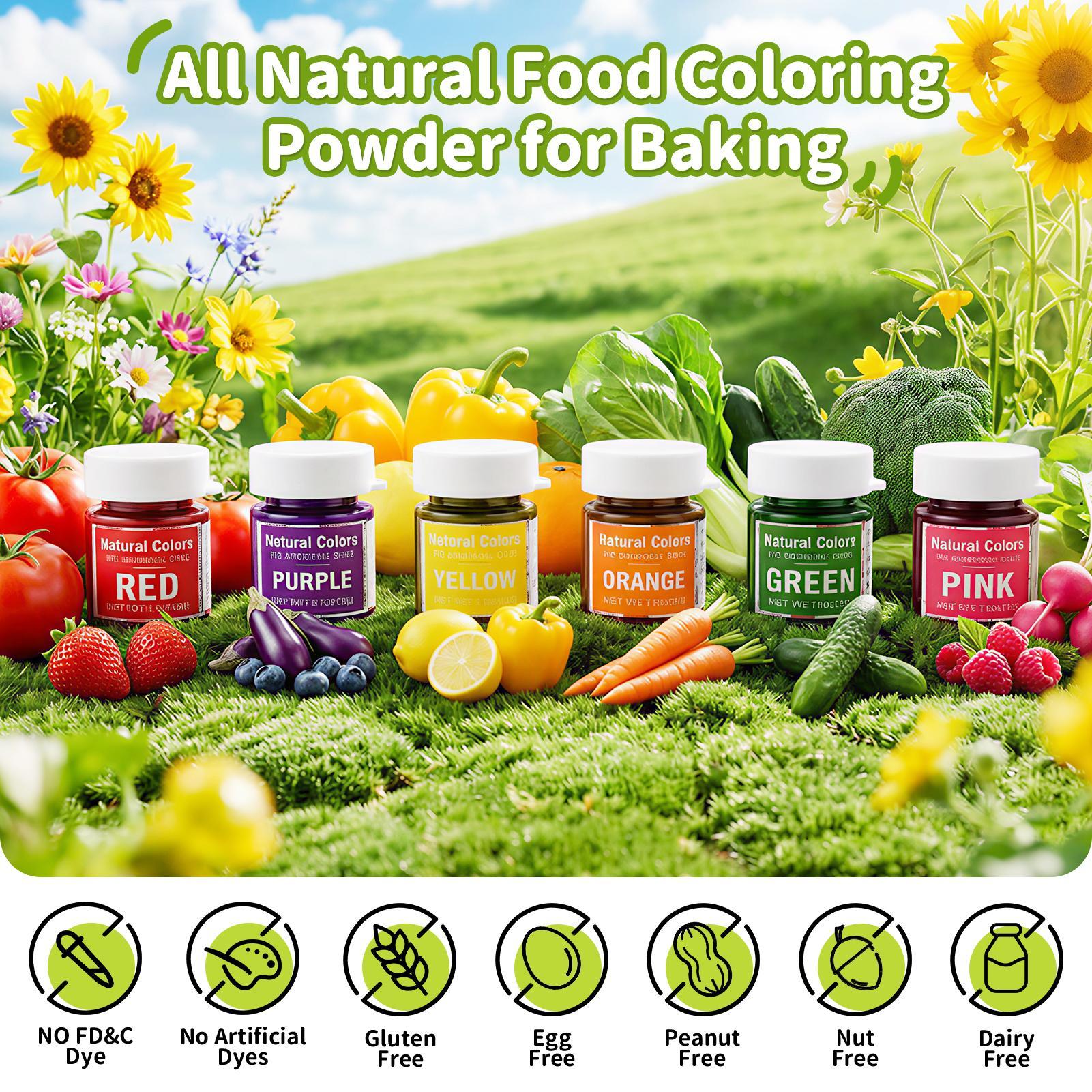6 Natural Food Coloring Powder 3g/Bottle – 100%Plant-Based Professional Water Soluble Pigment for Cake Coloring, Drinks, Macarons & Baking – Vibrant Matte Finish, Vegan & Food Grade Nata 6 Natural Food Coloring Powder 3g/Bottle – 100%Plant-Based Professional Water Soluble Pigment for Cake Coloring, Drinks, Macarons & Baking – Vibrant Matte Finish, Vegan & Food Grade Nata
