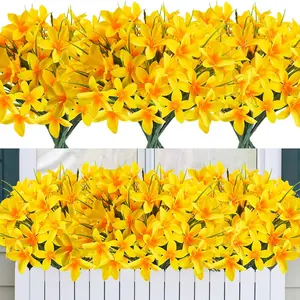 Artificial Flower Bouquet - 12 Bunches of Colorful Plastic Decorative Flowers for Indoor and Outdoor Decoration, Perfect for All Seasons and Gardens, Artificial Flower Arrangements