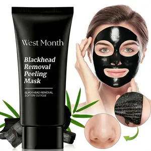 West Month Bamboo Charcoal Deep Cleansing Facial Mask 50g Pore Strips for Blackhead & Acne Removal Oil Control Anti-Blemish Care Gentle Nourishing Peel Off for Radiant Sensitive Skin