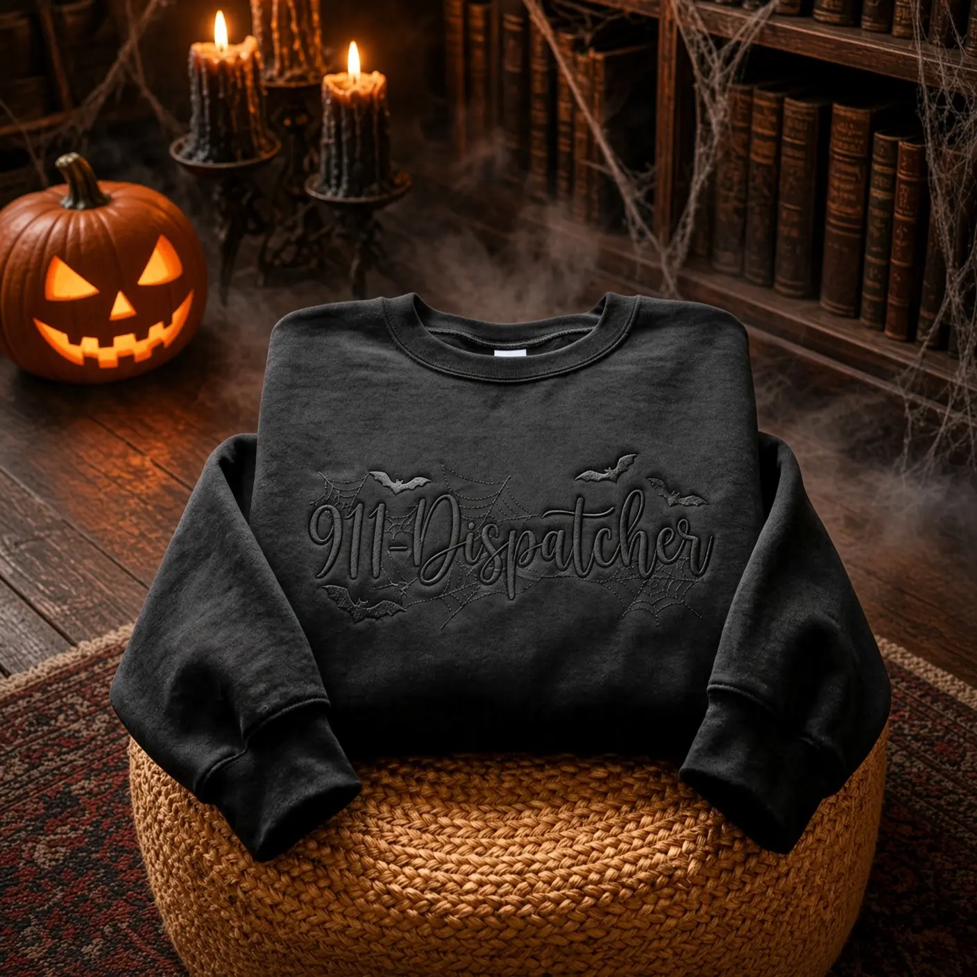Embroidered 911 Dispatcher Halloween Sweatshirt: Fall Vibes Apparel