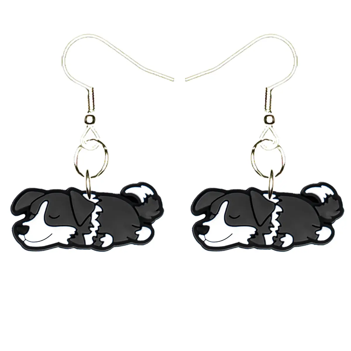 Border Collie Puppy Dog Earrings Hypoallergenic Silver Plated Fishhooks Yazzle Dazzle