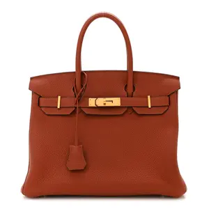 Pre-owned HERMÈS Leather Travel Bags Togo Birkin 30 Cuivre