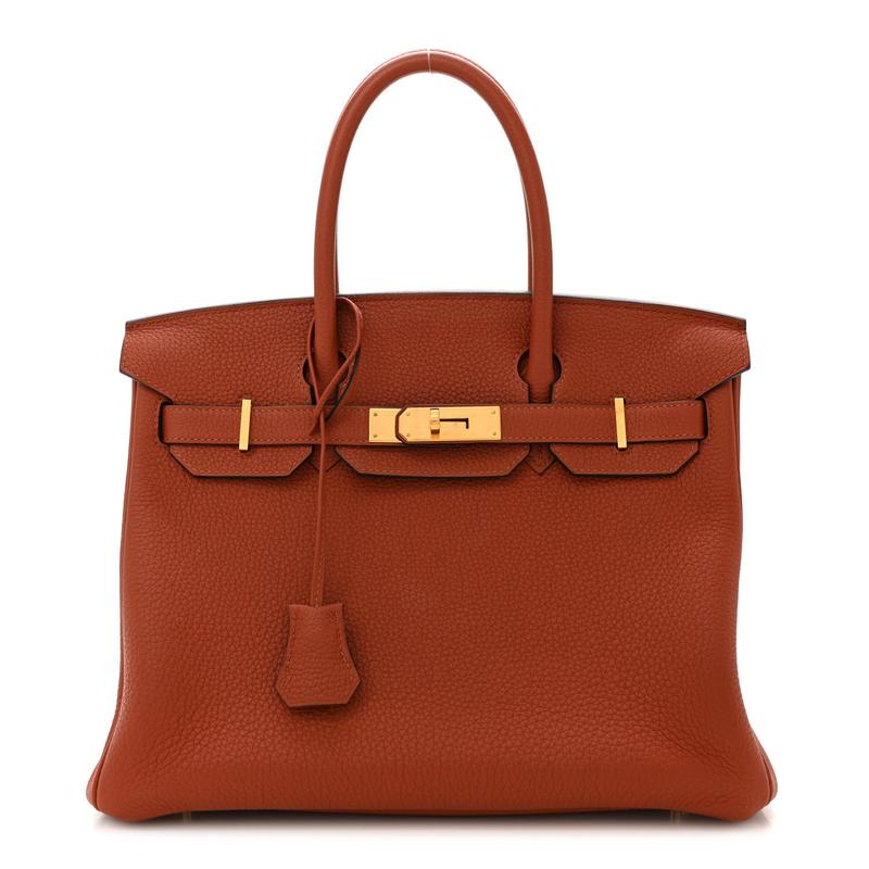 Pre-owned HERMÈS Leather Travel Bags Togo Birkin 30 Cuivre