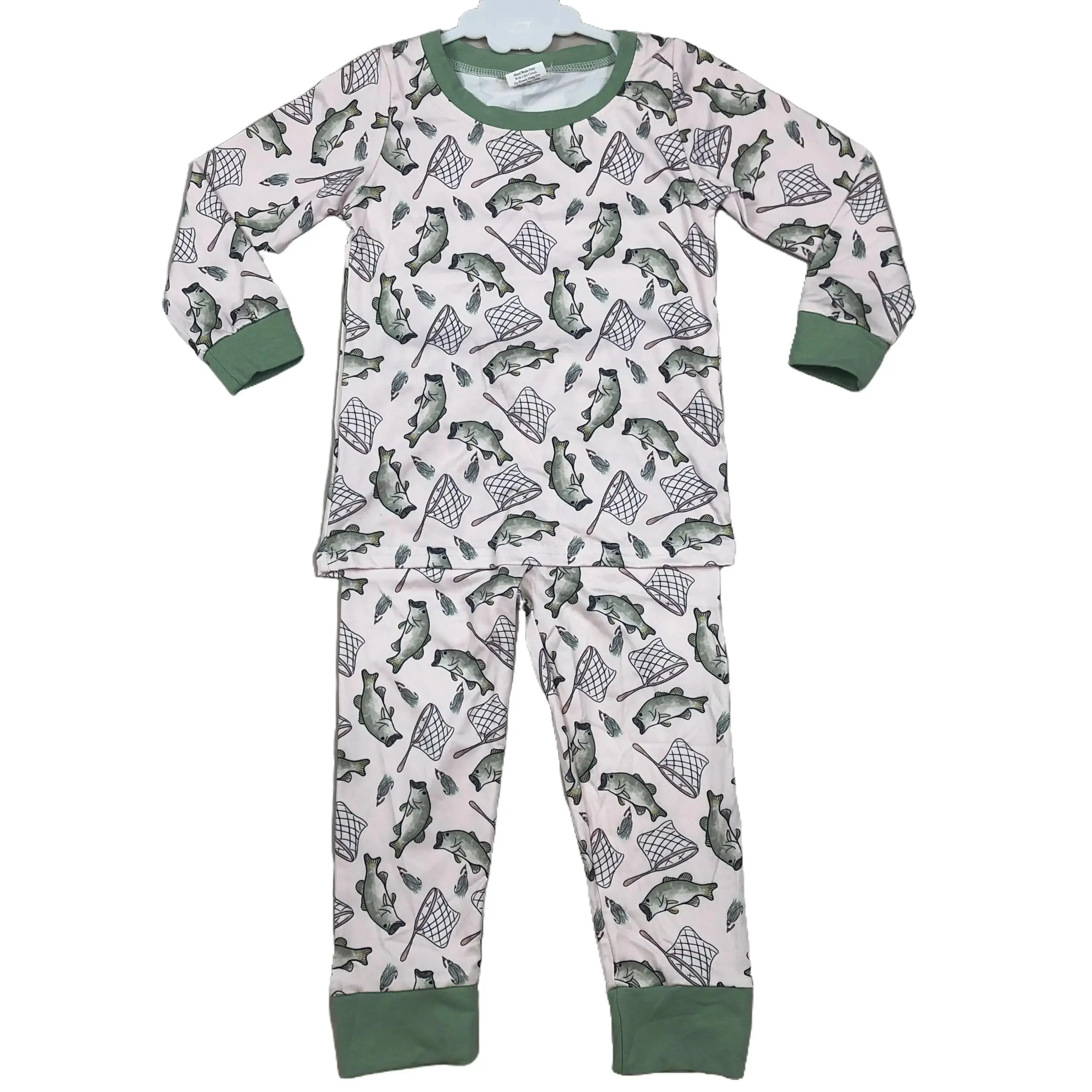 Toddler Boys Long Sleeve Pyjama Set, 2-Piece High Quality Cotton Elastane Sleepwear with Fish & Animal Print, Sizes 3-6m - 7-8t