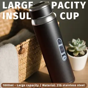 316 Stainless Steel Vacuum Insulated Flask, 1L Large Capacity Insulated Water Bottle, Leak-Proof Hot & Cold Retention Thermos for Travel, Hiking & Daily Use