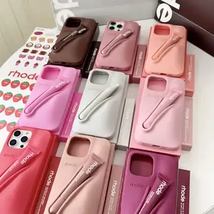 RHODE Daily Beauty Carry Phone Case for iPhone 11 12 13 14 15 16 17 Pro Max, Shockproof Silicone Protective Cover with Lip Gloss Holder Design