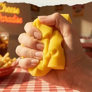 Squishy Cheese Block - Yellow Moldable Fidget Toy for Kids & Adults, Stress Relief Sensory Squeeze Toy, Fun Play & Relaxation, Perfect Easter Gift