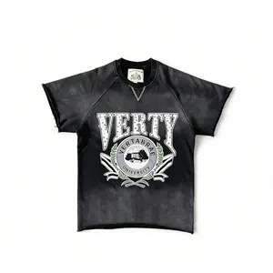 Vertabrae University Gradient Washed T-Shirt Crew Neck Oversized Vintage Aesthetic Streetwear Summer Outfit Men's Short Sleeve Tee