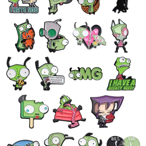 Cartoon Alien Monster Enamel Pins, Assorted Funny Badge Pins for Jackets, Backpacks, Hats and Cosplay Accessories, Retro Cartoon Style Gift, Fashion Clothes Accessory