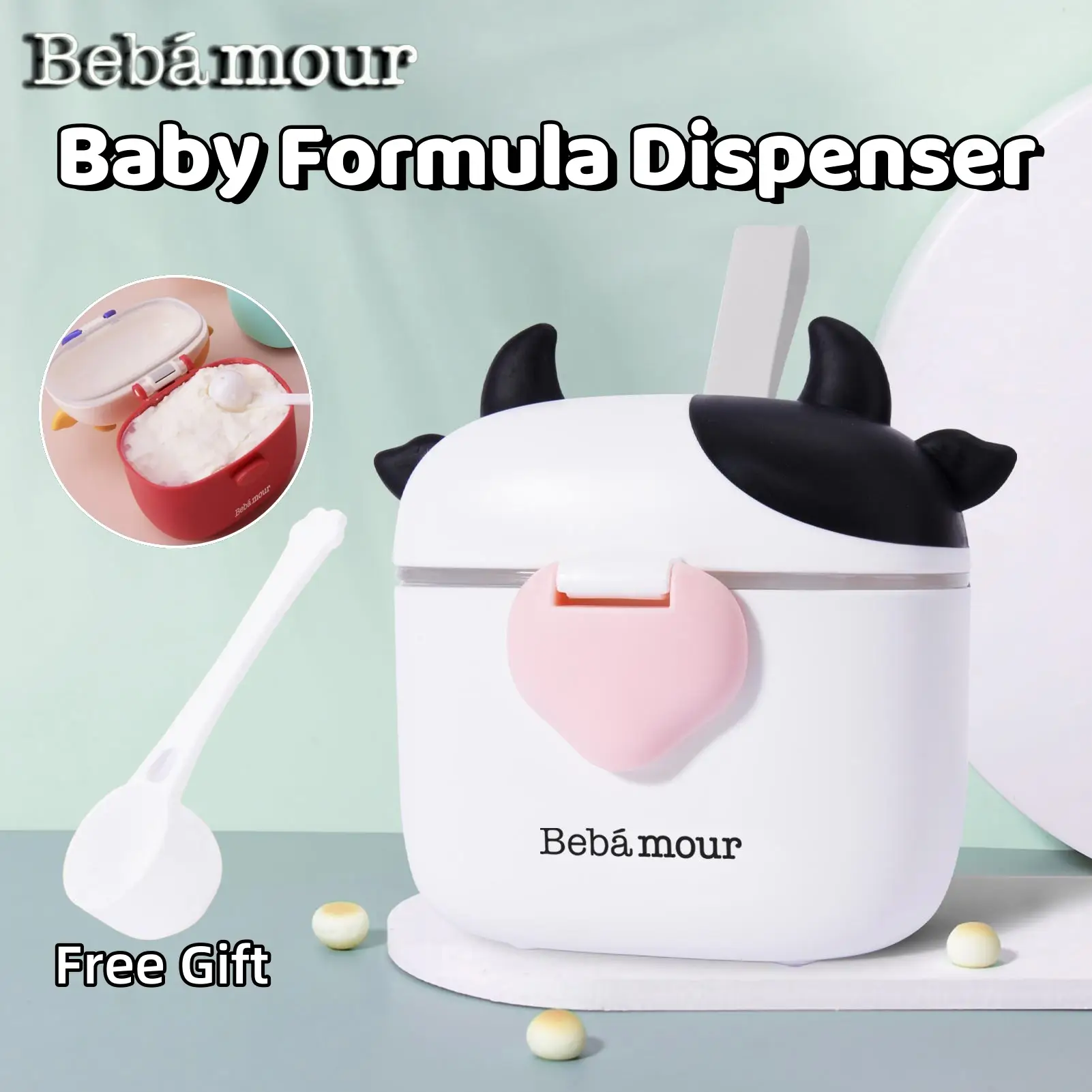 【Bebamour】 Travel-Friendly Baby Formula Dispenser, Formula Container to Go, Formula Holder for Travel, Candy Fruit Snack Storage Container with Scoop