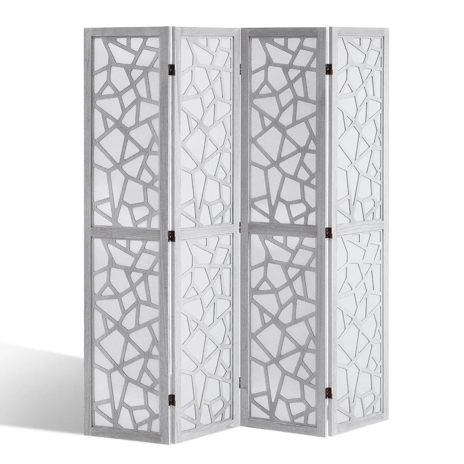 VEVOR Foldable Wood Room Divider, 4-Panel 66.9in Tall Indoor Carved Wooden Partition, Modern Privacy & Sun Shading Screen, Portable Decor for Living Room, Office, Restaurant