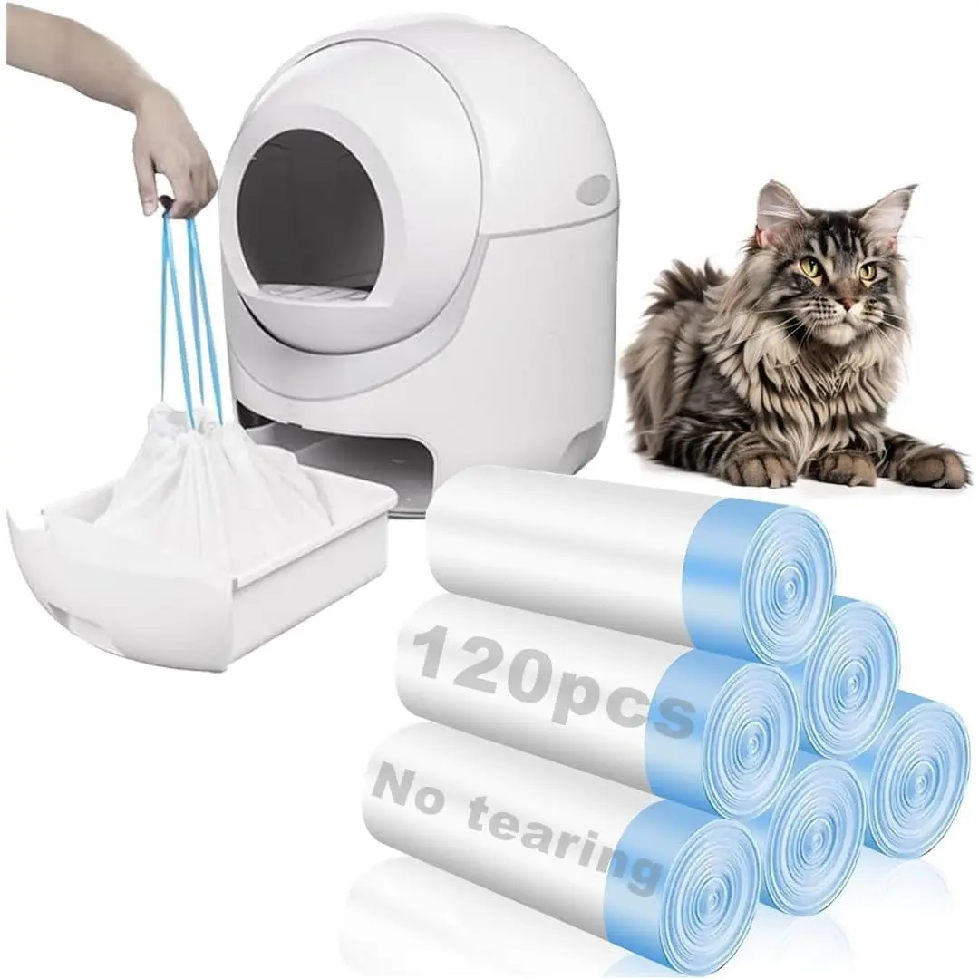 Official(R) 120 Pack  Litter Bags with Drawstring, Self Cleaning Litter Robot  Bags Compatible with Litter Robot 3 & 4 (38.5x48.5cm), 10-12 Gallons (Sold by Ameroliy- Store)