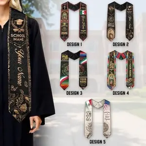 [HOT 2026] Custom Mexican Graduation Stole, Mexican Flag Graduation Sash 2026, Mexico Pattern Stole, Custom Name & School Sash Senior Graduation Gift