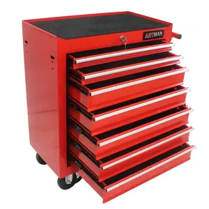ARTMAN 7-Drawers Rolling Tool Cabinet with Detachable Top Universal Lockable Wheels Protective Liner Auto Lock Metal Tool Storage Cart for Garage Workshop